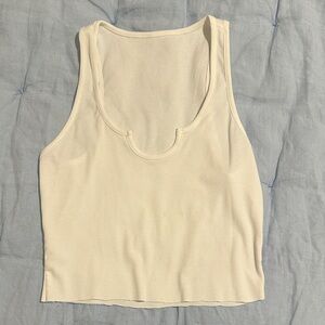 White Ribbed Women's Tank Top